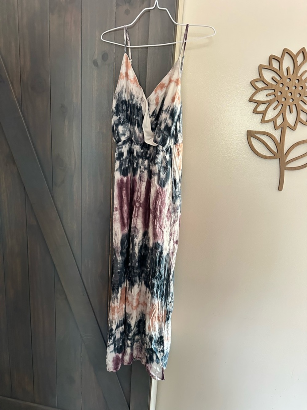 one clothing Tie-Dye Maxi Dress in Black, Cream & Mauve